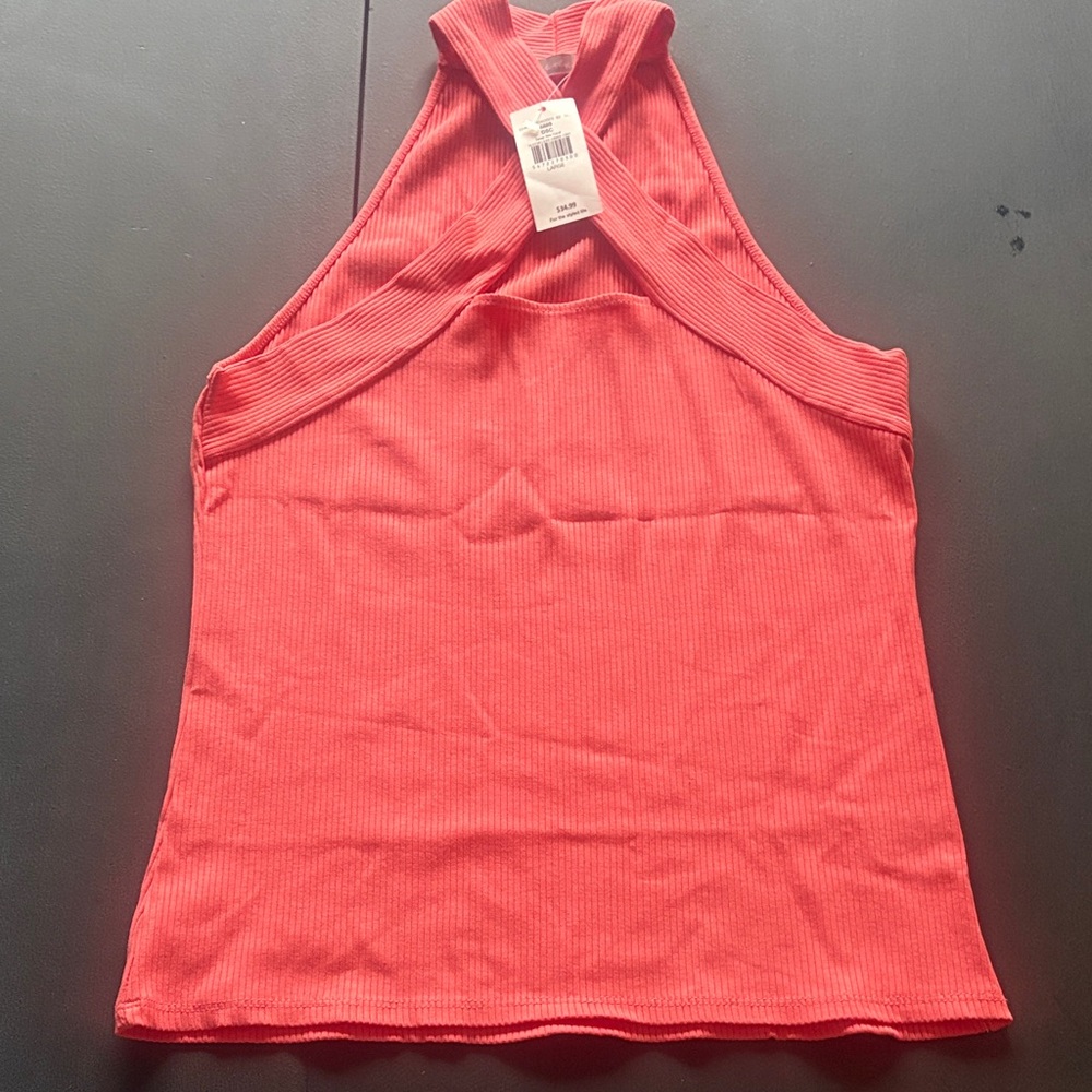 BNWT Coral Ribbed Cross Neck Tank Top Buckle Red by BKE large